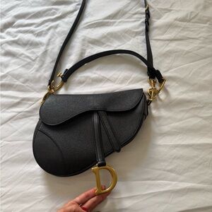 Dior Medium Black Saddle Bag w/cross body strap